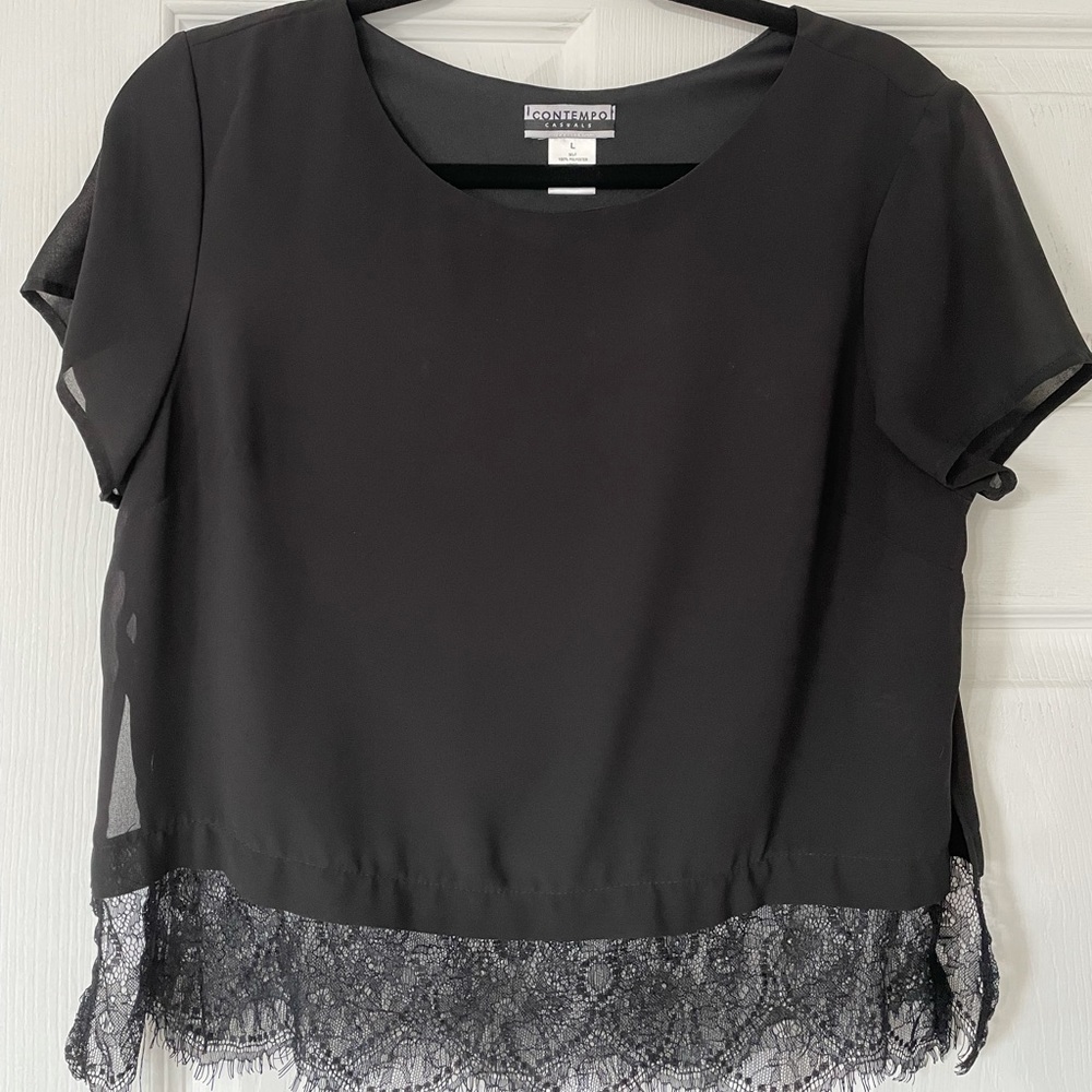 Black Top with Lace Bottom